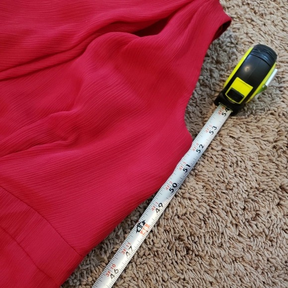 Davids Bridal NWT long one shoulder crinkle chiffon bridesmaid dress apple red 6 - Picture 9 of 10